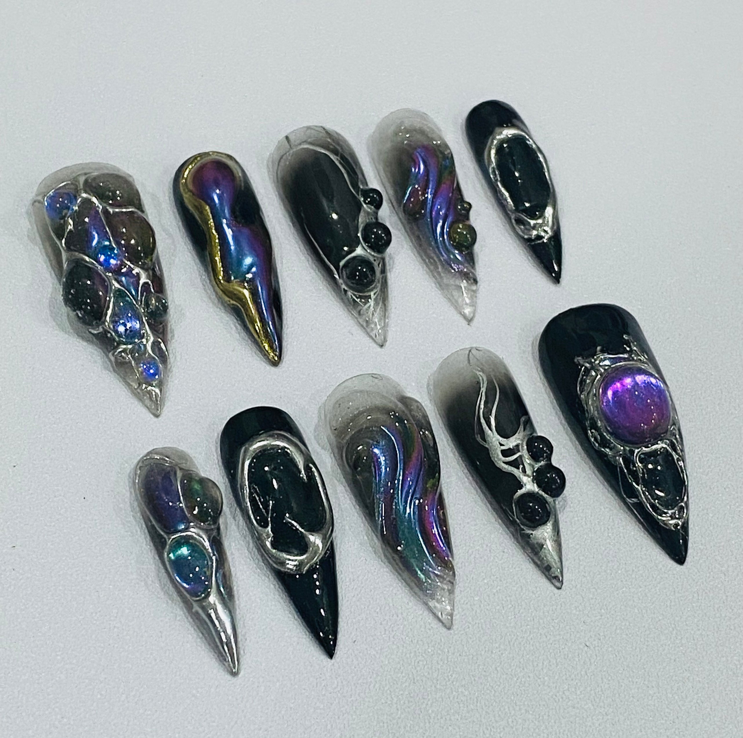 CYBER GALAXY DRIP - Y2K METAL FRAME NAIL SET