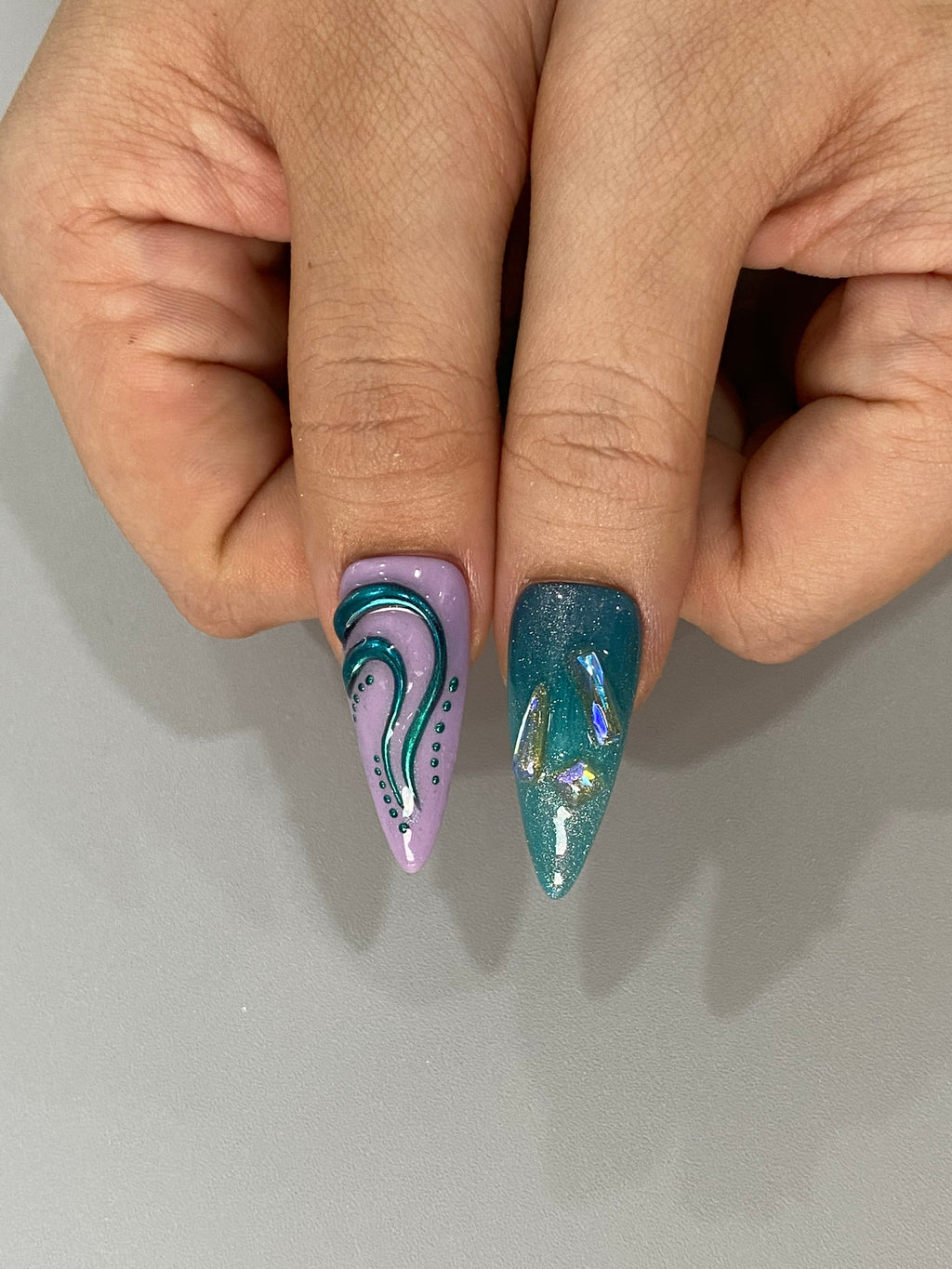 Handmade Pastel Y2K 3D Press-On Nails | Kawaii Jelly Stiletto Nails | Fairycore Chrome Nail Set