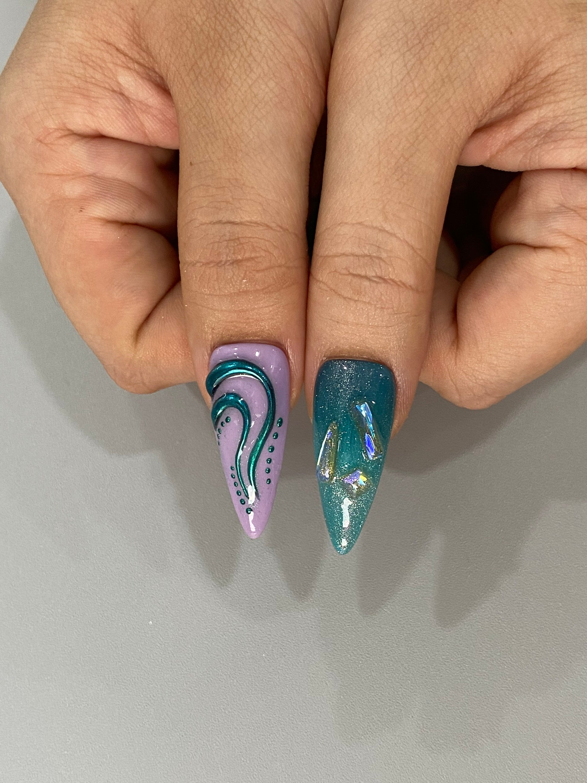 Handmade Pastel Y2K 3D Press-On Nails | Kawaii Jelly Stiletto Nails | Fairycore Chrome Nail Set