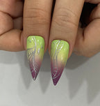 Handmade Lime Aura Chrome Press-On Nails | Green Purple Ombre Stiletto Nails | Abstract Y2K Nail Set